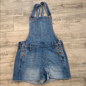 Madewell Blue Denim Shorts Overalls